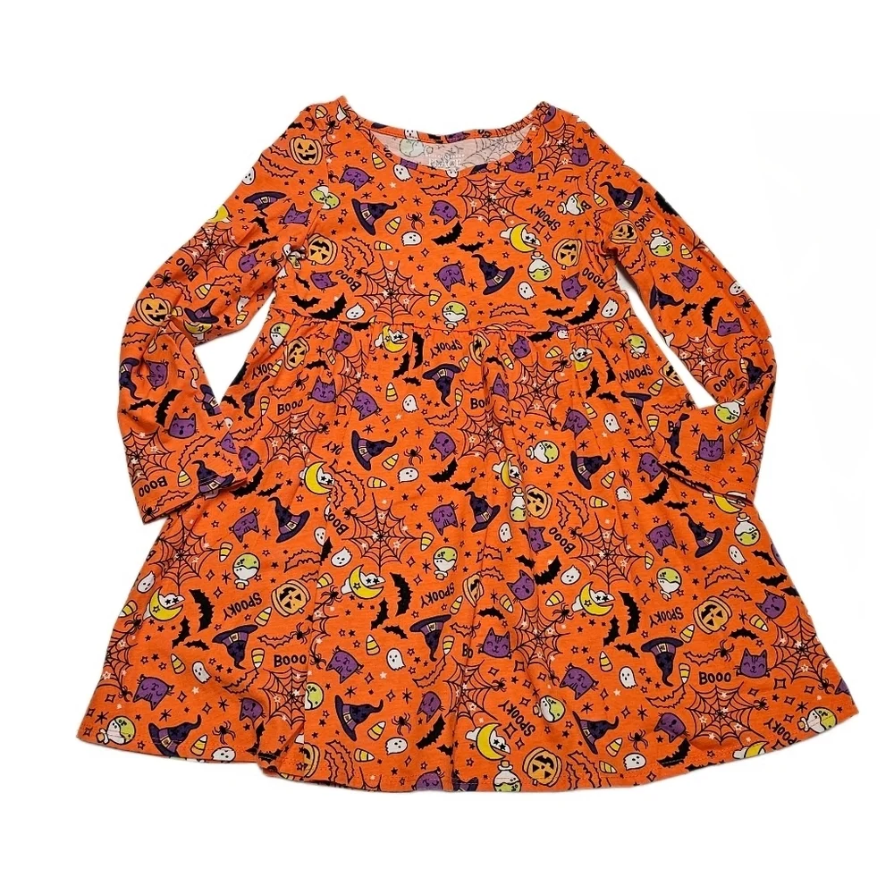 The Childrens Place Halloween Everyday Dress Toddler Girls Orange Whimsy Dress